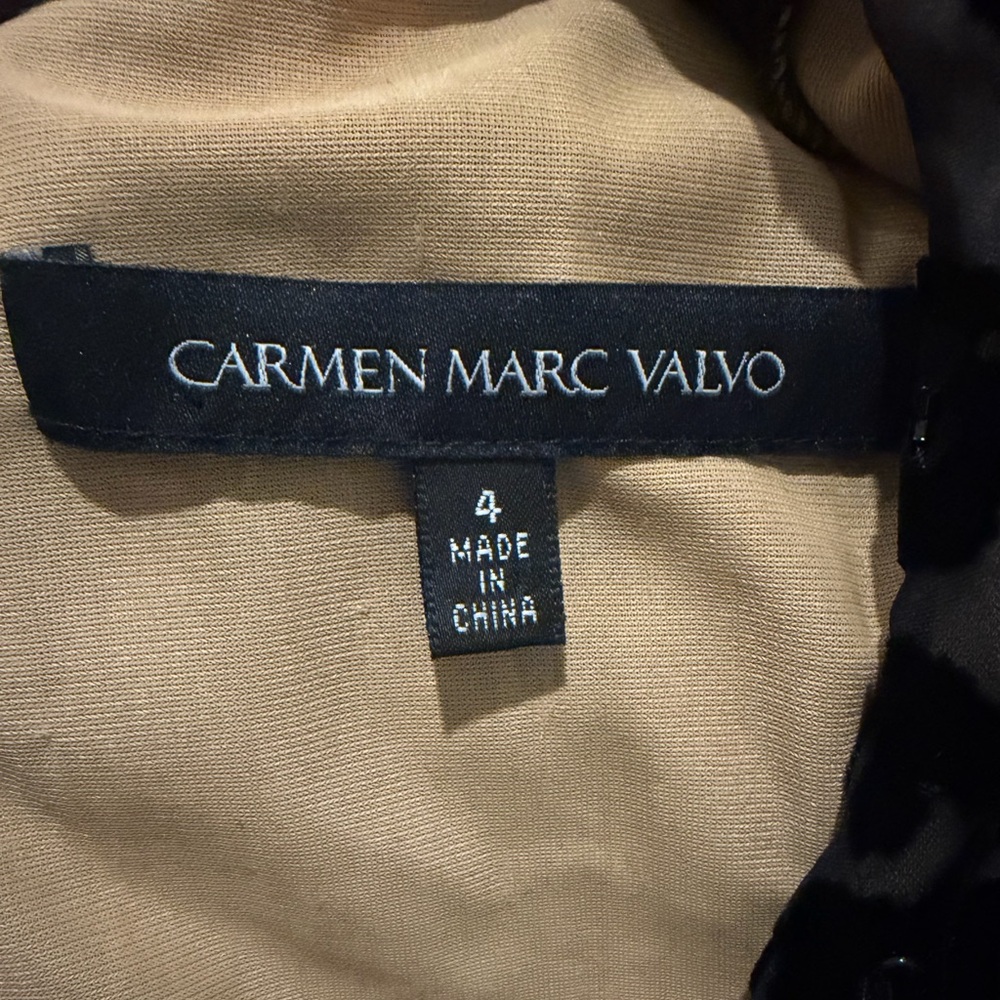 NWOT: Carmen Marc Valvo velvet burnout dress in black. Women’s Size 4 - Picture 5 of 5